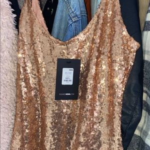 ROSE GOLD SEQUIN MINI DRESS SIZE L